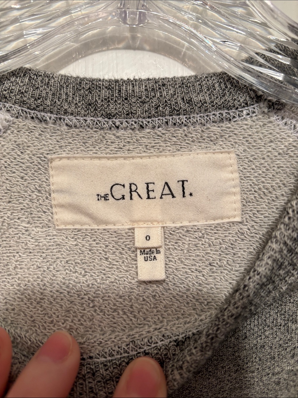 THE GREAT. Women's Heather Gray Raglan Crewneck The College Sweatshirt - Picture 3 of 6